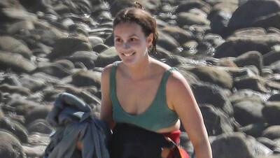Leighton Meester Rocks Green Bikini Top While Hanging With Son On The Beach - hollywoodlife.com - California