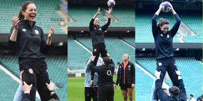 Kate Middleton Gets Hoisted in the Air During Rugby Practice! - www.justjared.com - London
