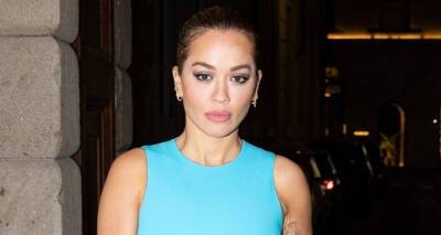 Rita Ora Wows in Blue Mini-Dress for Night Out in Milan - www.justjared.com - France - Italy