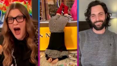Drew Barrymore Freaks Out and Falls After Penn Badgley Surprises Her: Watch! - www.etonline.com