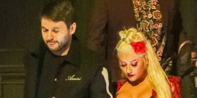 Christina Aguilera Sports a Red Latex Body Suit on a Night Out with Fiance Matthew Rutler - www.justjared.com - Los Angeles