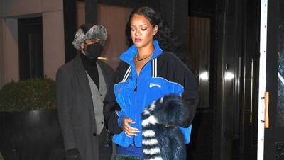 Rihanna Shows Off Bare Baby Bump In Daring Cutout Top Low-Rise Sweats - hollywoodlife.com - New York - Barbados