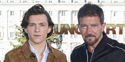 Tom Holland & Antonio Banderas Strike a Pose at the 'Uncharted' Photo Call in Madrid - www.justjared.com - Spain - city Madrid, Spain