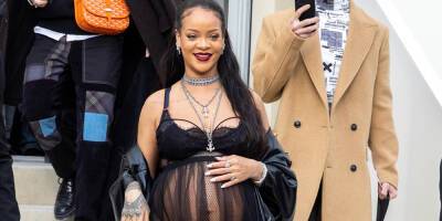 Pregnant Rihanna Turns Heads in a Sheer Look at Dior Fashion Show in Paris - www.justjared.com - France