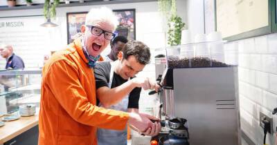 Chris Evans at the launch of Social Bite's first coffee shop in England - www.msn.com - Scotland - London - county New London