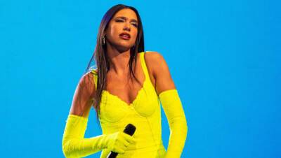 Dua Lipa Hits Las Vegas Stage In Sexy Neon Lingerie Catsuit Gloves: Photos - hollywoodlife.com - Las Vegas - city Sin