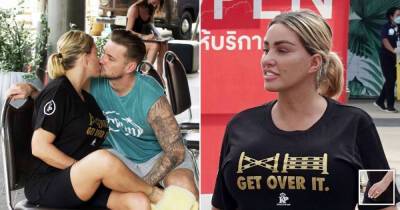 Katie Price sports 'get over it' t-shirt as she gets cosy with fiance Carl Woods on holida - www.msn.com - Thailand - city Bangkok