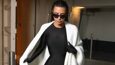 Kim Kardashian Rocks Sexy Black Catsuit Over-The-Knee Boots At PFW — Photos - hollywoodlife.com