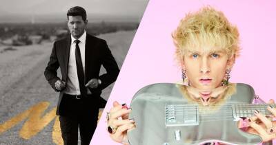Michael Buble scores fifth UK Number 1 album with Higher, beating Machine Gun Kelly's Mainstream Sellout - www.officialcharts.com - Britain - Texas - Jamaica