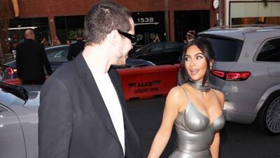 Pete Davidson Kisses Kim Kardashian’s Neck In New PDA Photos After ‘Kardashians’ Premiere - hollywoodlife.com