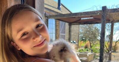 Harper Beckham cuddles bunny Coco in sweet Easter snap posted by Victoria - www.ok.co.uk - Florida - county Palm Beach - county Harper