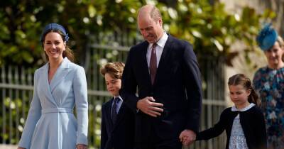 Kate Middleton and Princess Charlotte match in sky blue as they arrive for Easter Sunday service - www.ok.co.uk - county Windsor - Charlotte - county Prince Edward