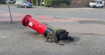 'Leaning tower of Droylsden': Iconic red post box shoved to the ground by 'hit-and-run van driver' - www.manchestereveningnews.co.uk - Manchester - county Lane - county King George