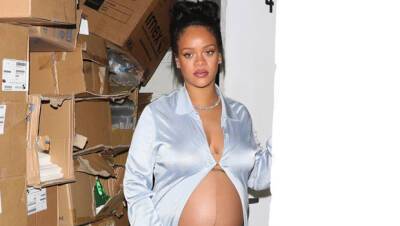 Pregnant Rihanna Rocks Open Satin Jacket Shorts After Dropping Due Date Hint: Photos - hollywoodlife.com - Beverly Hills