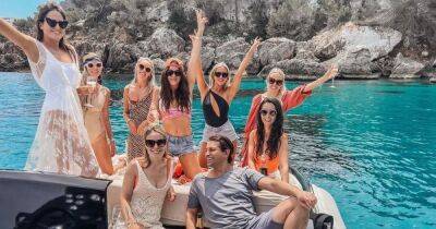 Binky Felstead poses on a boat on Ibiza hen party ahead of Max Darnton wedding - www.ok.co.uk - Spain - India - Chelsea