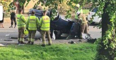 Man and toddler rushed to Falkirk hospital after crash leaves car flipped on roof - www.dailyrecord.co.uk - Scotland