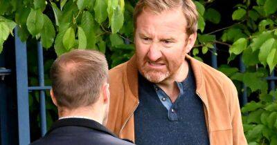 Coronation Street set photos tease tense confrontation between love rivals Tyrone and Phil - www.ok.co.uk - Manchester