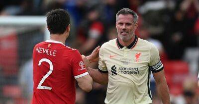 Jamie Carragher trolls Gary Neville after Liverpool beat Manchester United in Legends game - www.manchestereveningnews.co.uk - Manchester