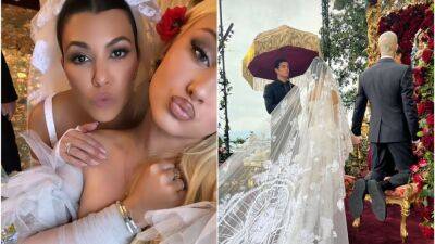 Kourtney Kardashian Wore a Corset Mini Dress to Marry Travis Barker for the Third Time - www.glamour.com - Los Angeles - Italy - Alabama - county Storey