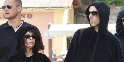 Kourtney Kardashian & Travis Barker Coordinate in Matching Black Sweat Suits During a Day Out in Portofino - www.justjared.com - Italy - Alabama