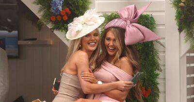 Charlotte Dawson and Helen Flanagan giggle and lark around at Chester Races - www.ok.co.uk - county Chester - county Dawson