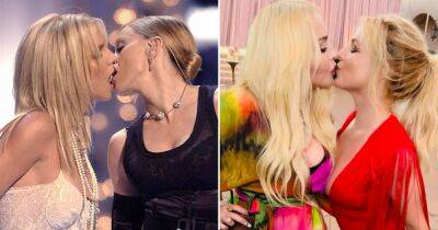 Britney Spears and Madonna Recreate VMAs Kiss 19 Years Later at Sam Asghari Wedding - www.usmagazine.com - Los Angeles
