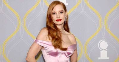 Jessica Chastain looks super glam in a plunging satin pink Gucci gown for the 75th annual Tony Awards - www.msn.com - USA - county Hall - county York