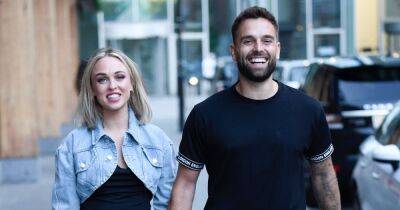 Hollyoaks' Jorgie Porter shows off growing baby bump as she holds hands with fiancé - www.ok.co.uk - Britain - Manchester