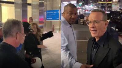 Tom Hanks yells at fans to 'back the the f--- off' after wife Rita Wilson nearly knocked over - www.foxnews.com - New York