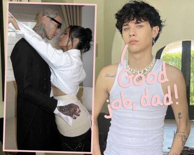 Travis Barker's Son Landon SWOONS Over His Dad Marrying 'Amazing' Kourtney Kardashian! - perezhilton.com - Italy - Alabama - Santa Barbara