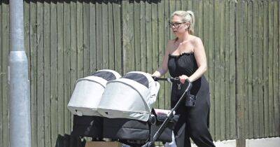 Proud mum Frankie Essex pushes double pram as she enjoys sunny day out with newborn twins - www.ok.co.uk