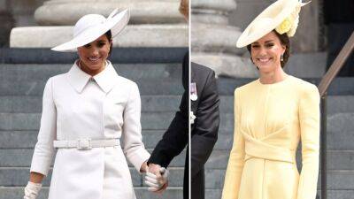 Meghan Markle and Kate Middleton Stylishly Step Out at Platinum Jubilee Thanksgiving Service - www.etonline.com
