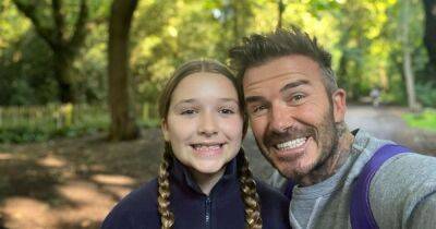 David Beckham dotes over daughter Harper as pair beam for selfie during walk - www.ok.co.uk