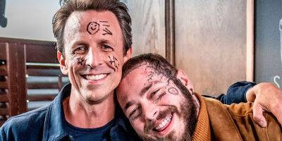 Post Malone Gives Seth Meyers Face Tattoos While Day Drinking - www.justjared.com
