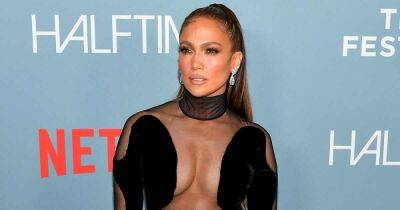 Jennifer Lopez Is Too Hot to Handle in Barely-There Velvet Dress at ‘Halftime’ Premiere - www.usmagazine.com - New York