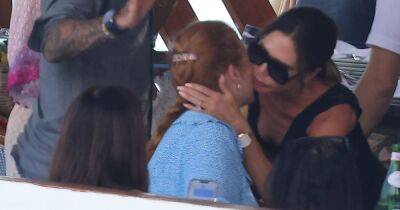 Victoria and David Beckham kiss pal Sarah Ferguson goodbye after lavish lunch in Italy - www.ok.co.uk - Italy - Croatia