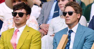Tom Daley and husband Dustin enjoy day off daddy duties in colourful suits at Wimbledon - www.ok.co.uk - USA - Tokyo - Indiana - county Ray