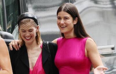 Rosamund Pike Matches the Bride in Pink Gowns at Stepdaughter Olive Uniacke's Star-Studded Wedding! (Photos) - www.justjared.com