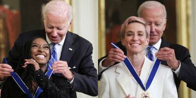 Biden Presents Simone Biles, Megan Rapinoe & More with Presidential Medals of Freedom, But Denzel Washington Missed the Event - www.justjared.com - Washington - Columbia - city Washington, area District Of Columbia