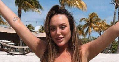 Charlotte Crosby shows off baby bump in red bikini as she counts down to due date - www.ok.co.uk - county Crosby - Mauritius