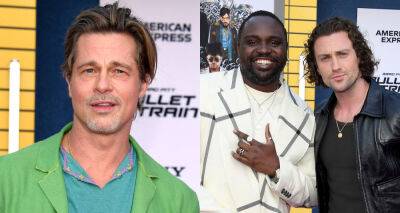 Brad Pitt Sports Green Outfit for 'Bullet Train' Premiere in L.A. with Co-Stars Bryan Tyree Henry & Aaron Taylor-Johnson - www.justjared.com - Los Angeles - Tokyo - county Pitt - city Sanada
