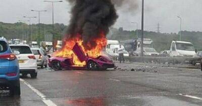 Man suffers life threatening injuries after Lamborghini bursts into flames on M62 - www.manchestereveningnews.co.uk - Manchester