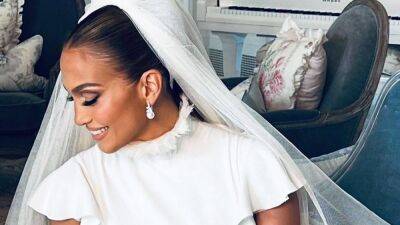 See Jennifer Lopez in Her Three Unique Wedding Gowns: From a Turtleneck to Pearls - www.etonline.com