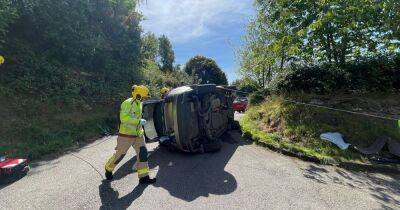 Firefighters free driver from overturned car that crashed in pub car park - www.manchestereveningnews.co.uk - Manchester - Pennsylvania - county Lane - county Cheshire - city Chester