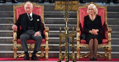 King Charles III and Queen Consort Camilla Sit on the Throne for the 1st Time During Parliament Address - www.usmagazine.com - Britain - county Hall
