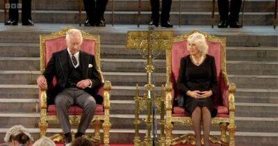 Royal fans label King Charles and Queen Camilla 'perfectly at ease' sit in thrones for first time - www.ok.co.uk - county Hall - county Charles