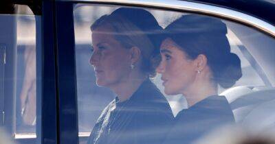 Meghan Markle Rides With Sophie Wessex During Procession for Queen Elizabeth II: Photos - www.usmagazine.com - county Hall - county Prince Edward