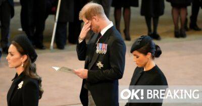 Grief-stricken Harry wipes his eyes as he loses composure at Queen's procession - www.ok.co.uk - county Hall - county King And Queen - county Charles - county Prince Edward