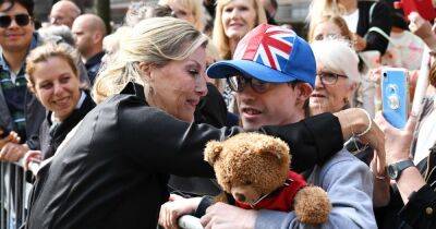 Grieving Sophie Wessex hugs well-wishers in Manchester during visit with Prince Edward - www.ok.co.uk - Scotland - county Hall - Manchester - county Prince Edward