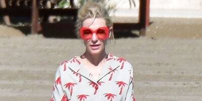 Cate Blanchett Wears Red Palm Tree Outfit to the Beach - www.justjared.com - USA - Italy